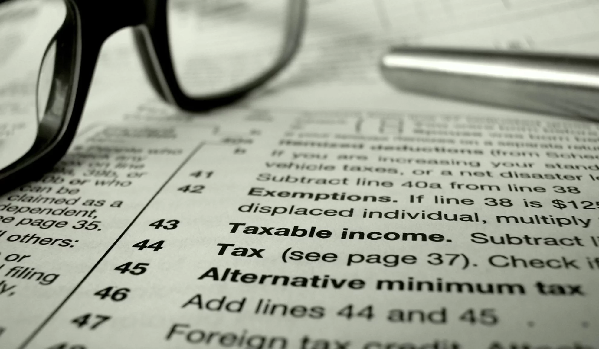 glasses and index of tax terms